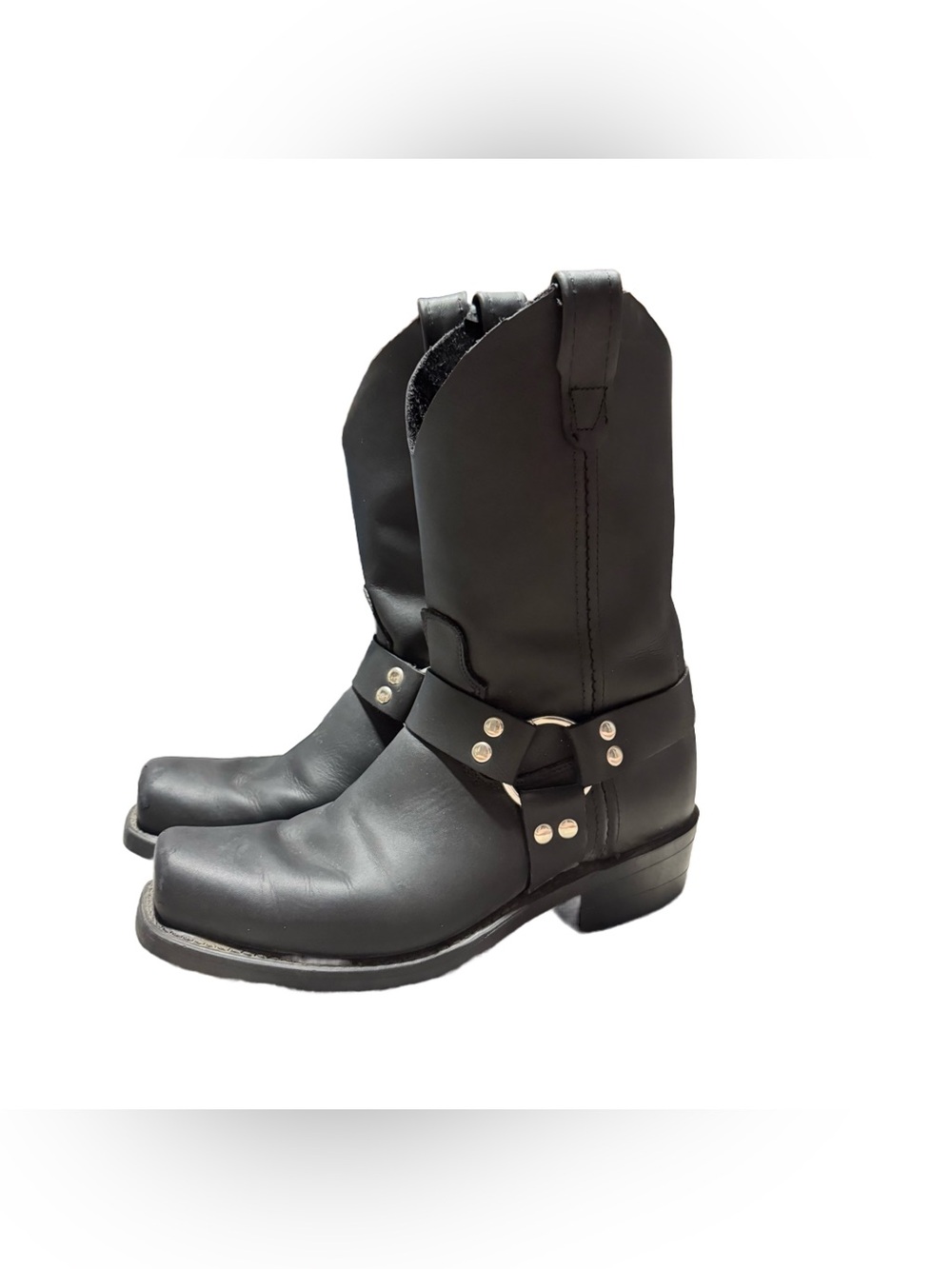 Double H Harness Boots Men's 12.5 Pull On Black Leather Motorcycle Boots USA